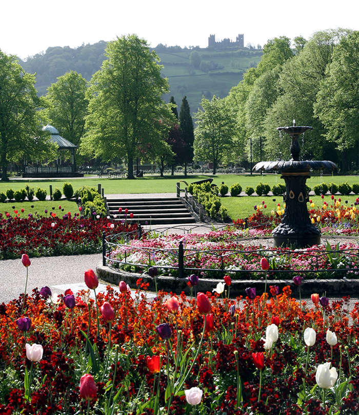 hall leys park with riber castle in the background