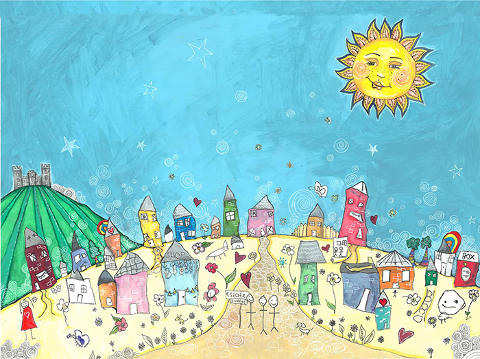 Hurst Farm Regeneration Logo created by children of Hurst Farm and artist Rosanna Scrase.