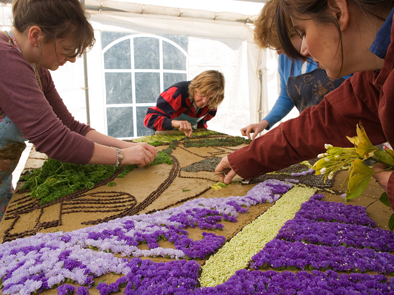 Well dressing preparation at Tissington